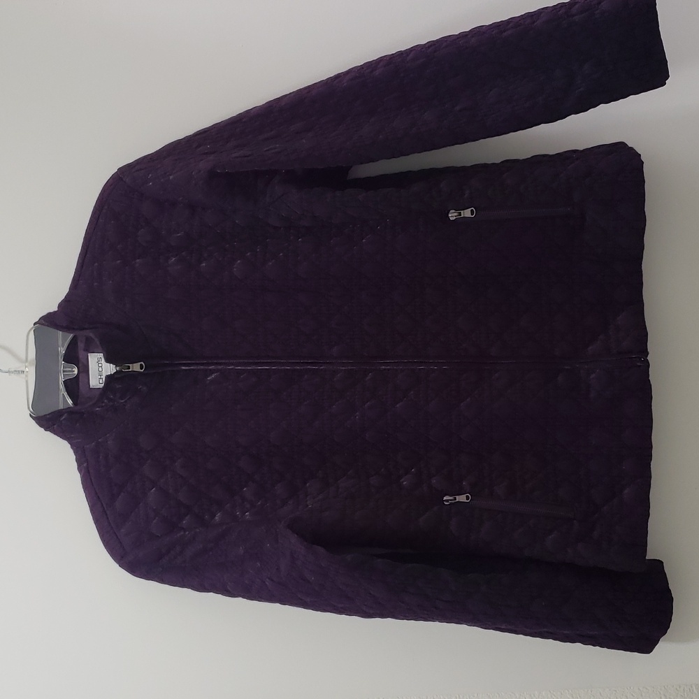 Chico's Quilted Zip Up Lightweight Purple Jacket